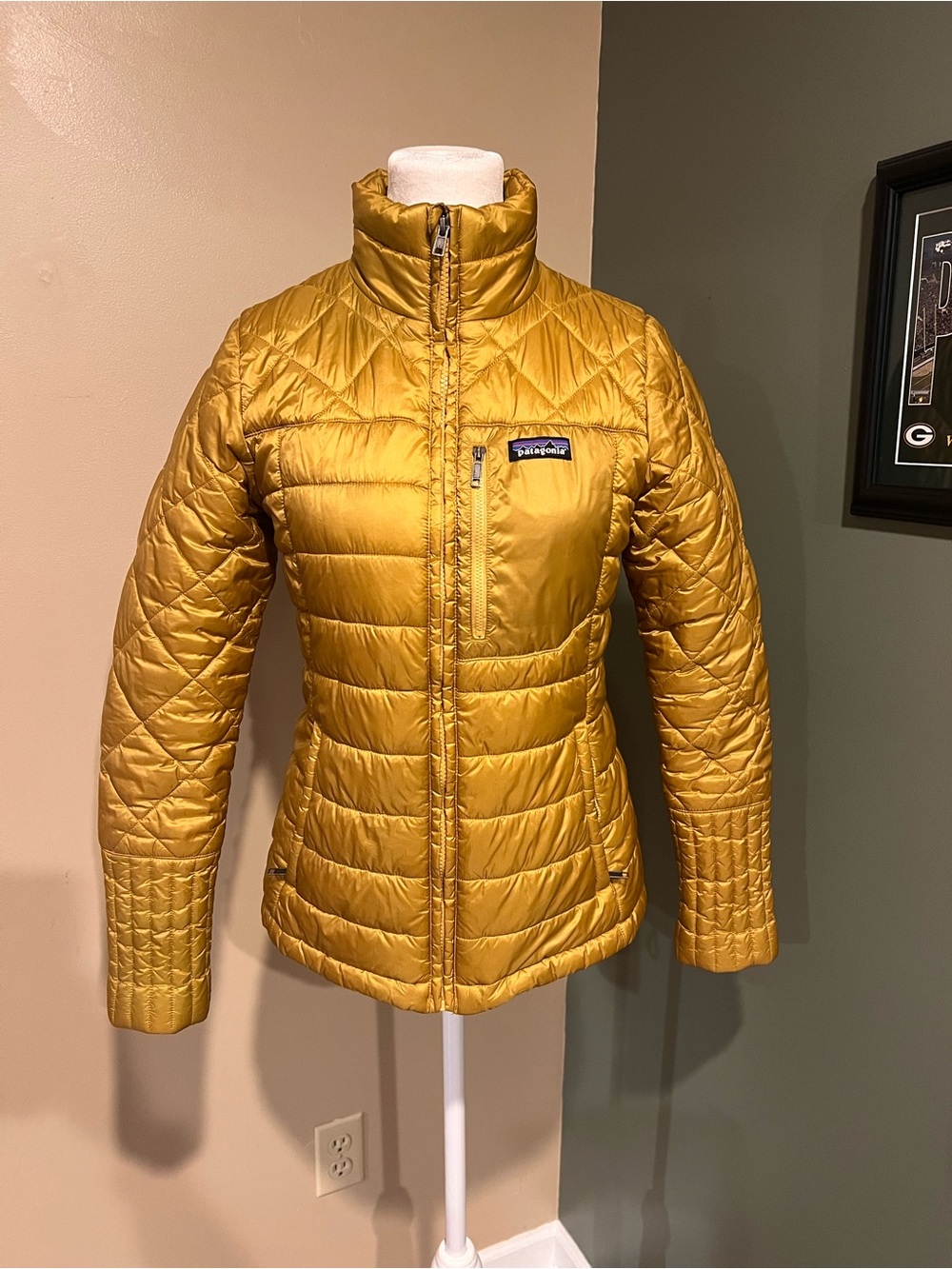Patagonia S Radalie Zip Up Jacket Quilted Puffer Insulated Buck Wheat Gold